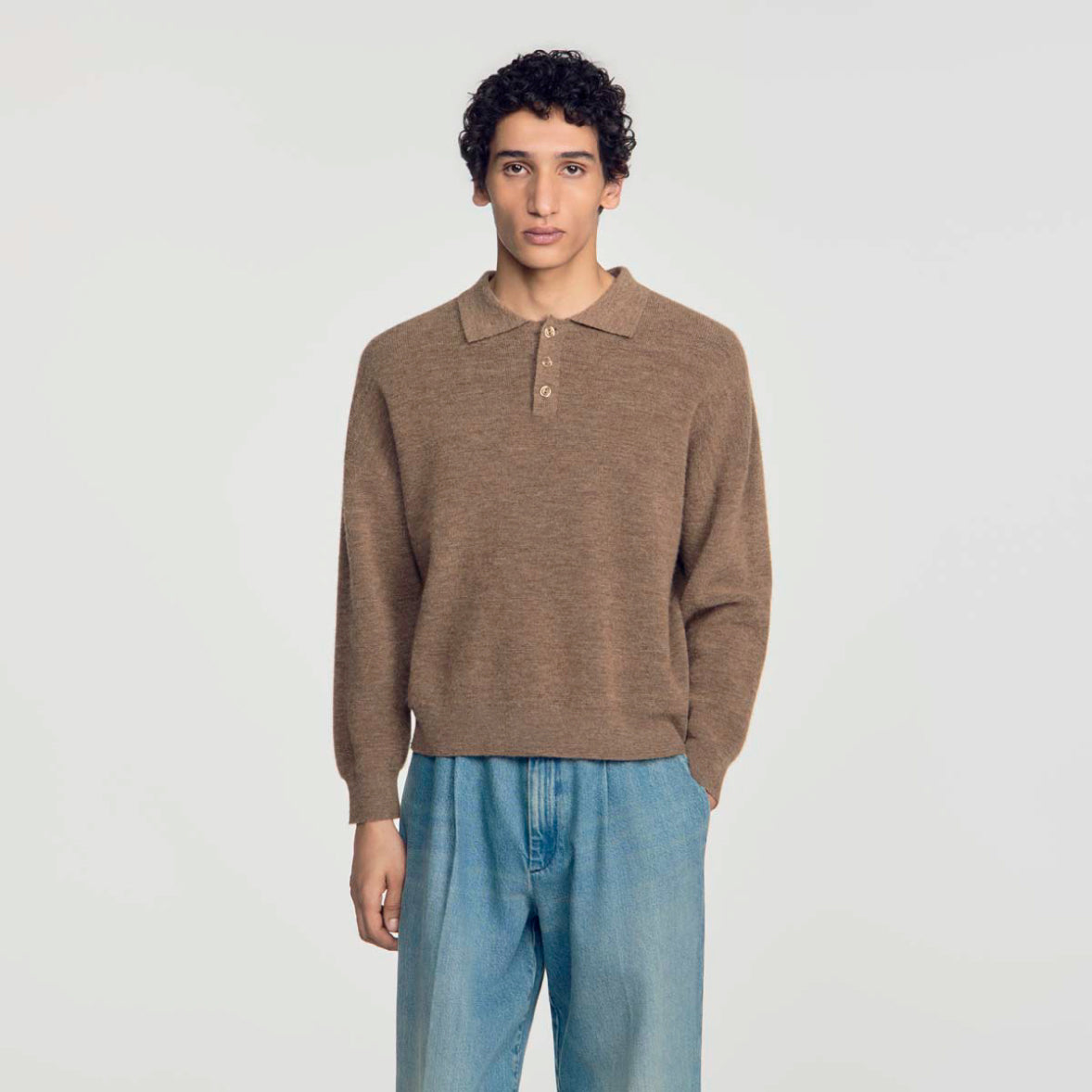 Alpaca Polo Alpaca polo shirt Beige / Taupe