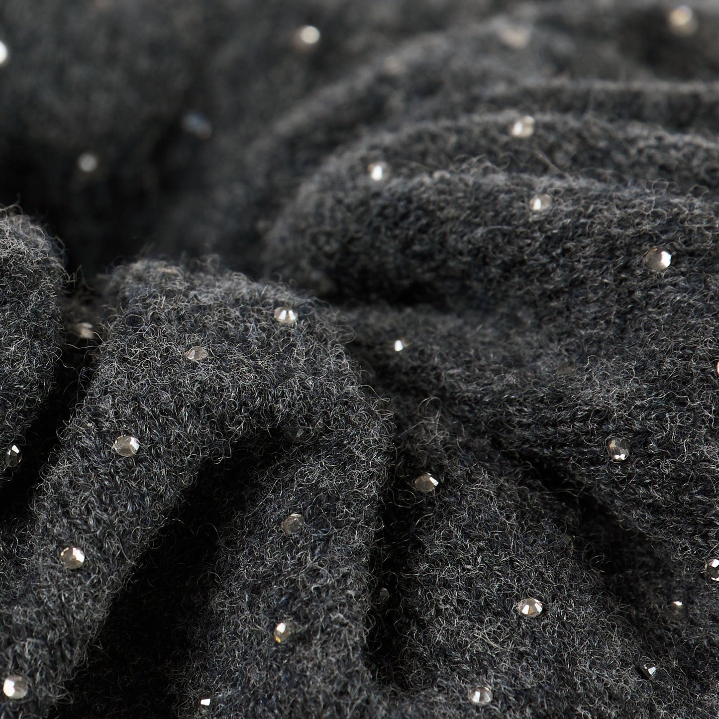 Chouchou Rhinestone Knit Scrunchie Charcoal Grey