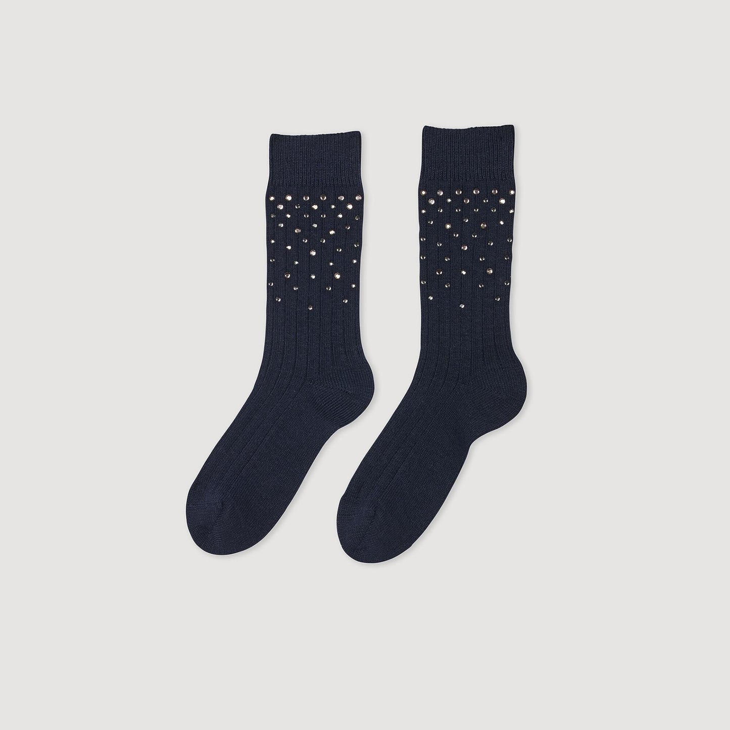 Rhinestone Socks Navy Blue