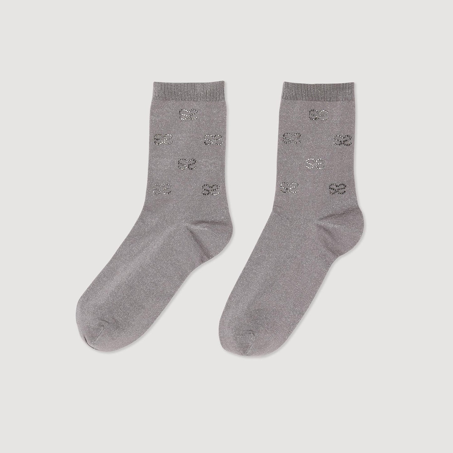 Rhinestone Socks Grey