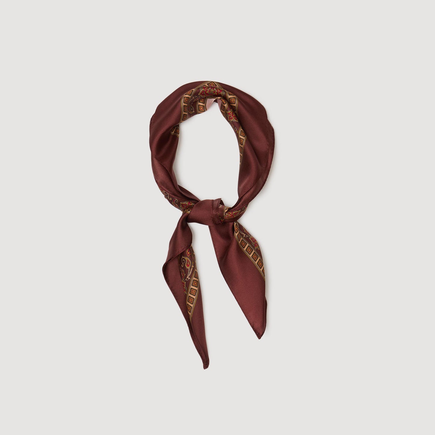 Alize Placed Print Scarf Nude / Bordeaux