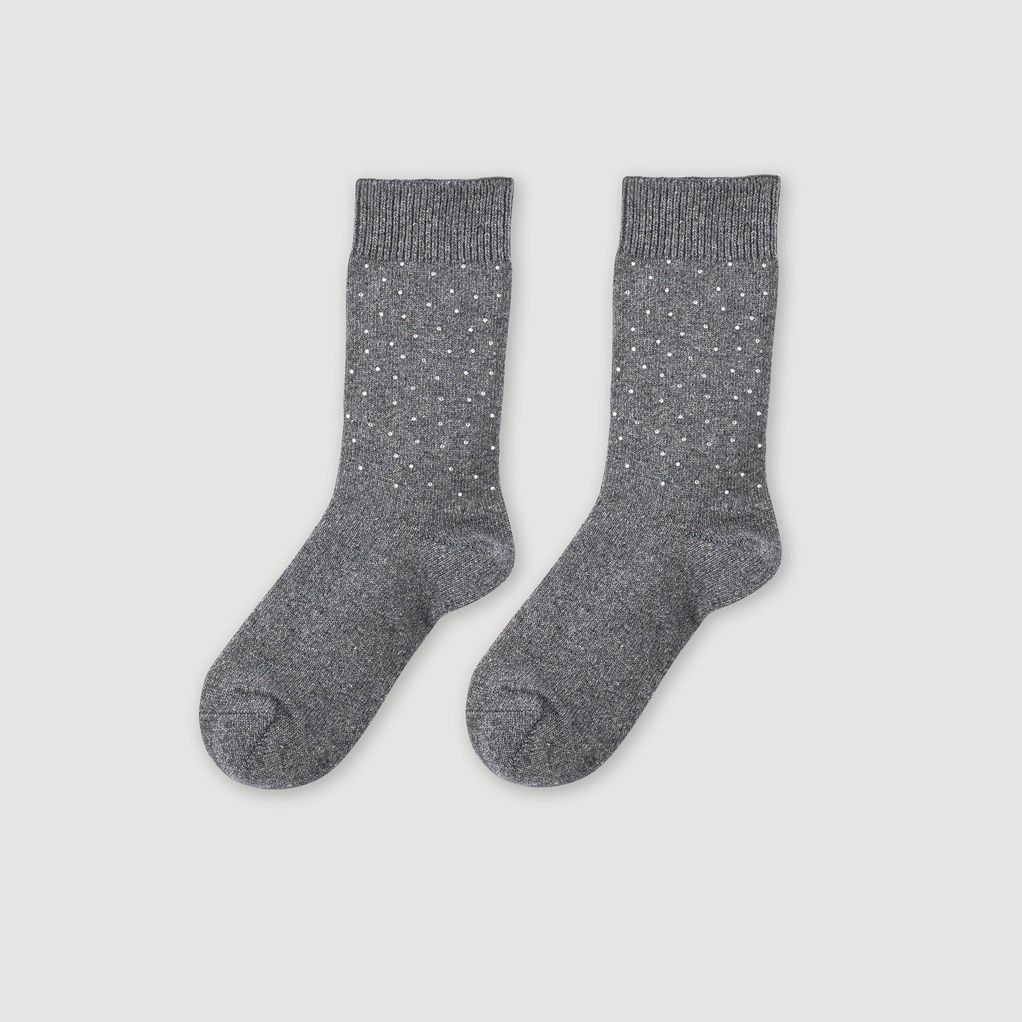 Strassia Rhinestone Socks Charcoal Grey