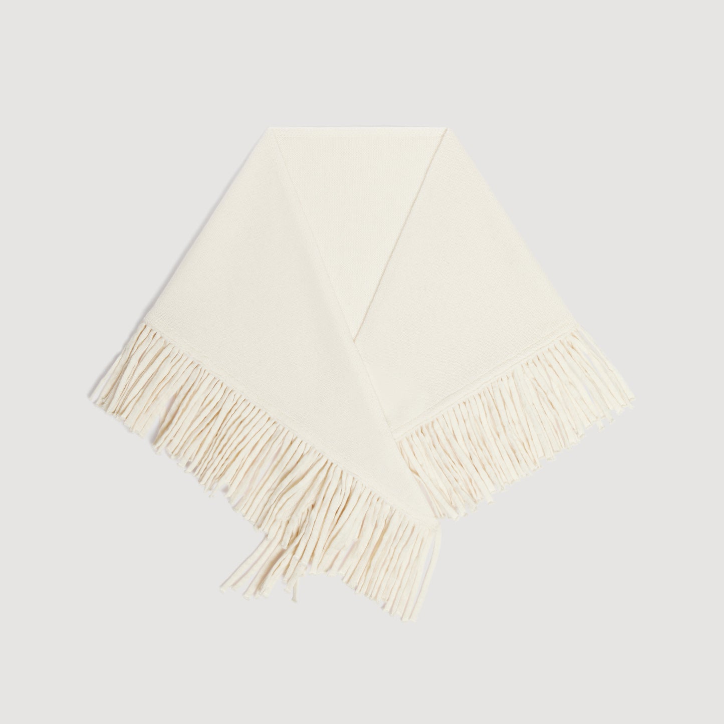 Oli Fringed wool triangle scarf Ecru