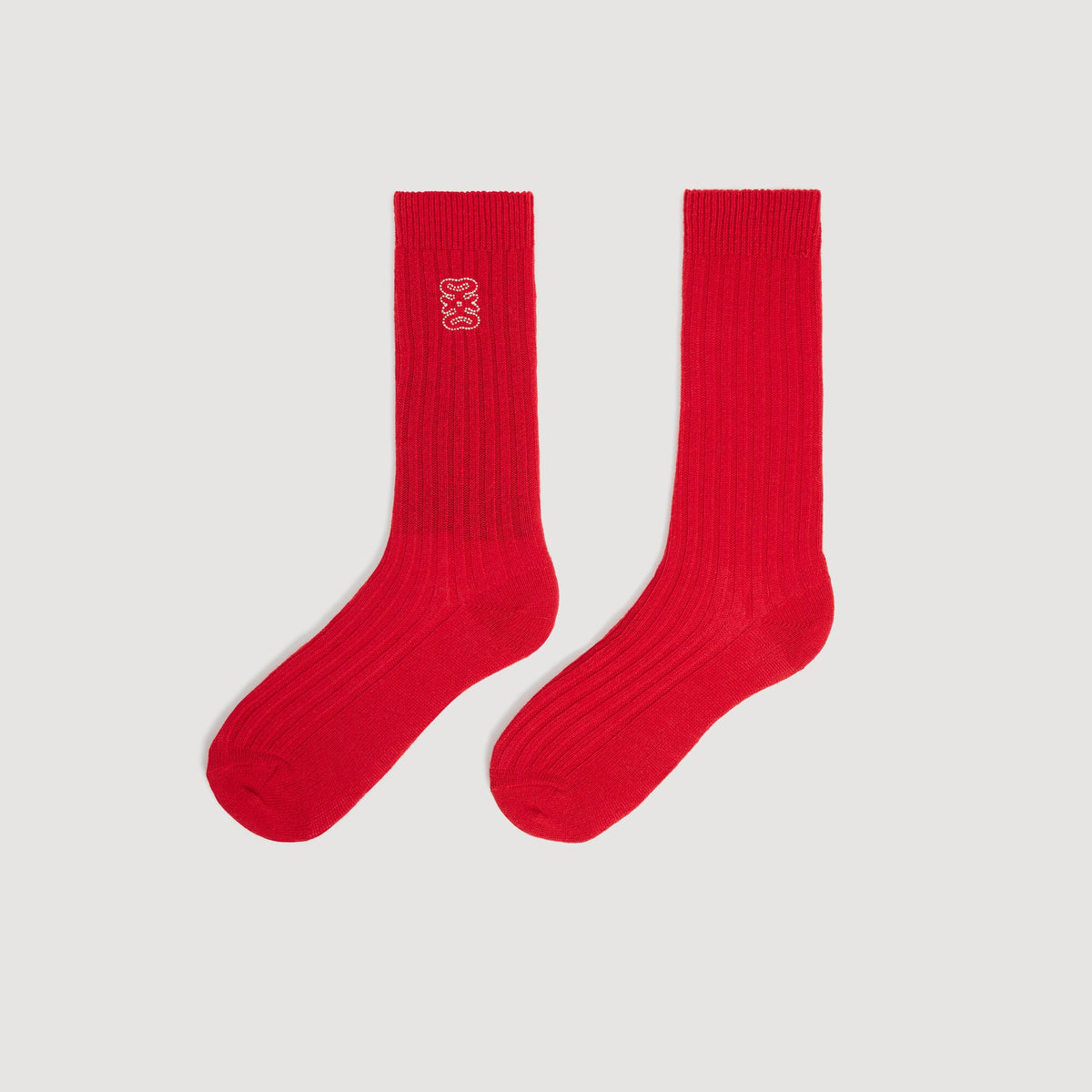 Orelle Ribbed logo socks Red