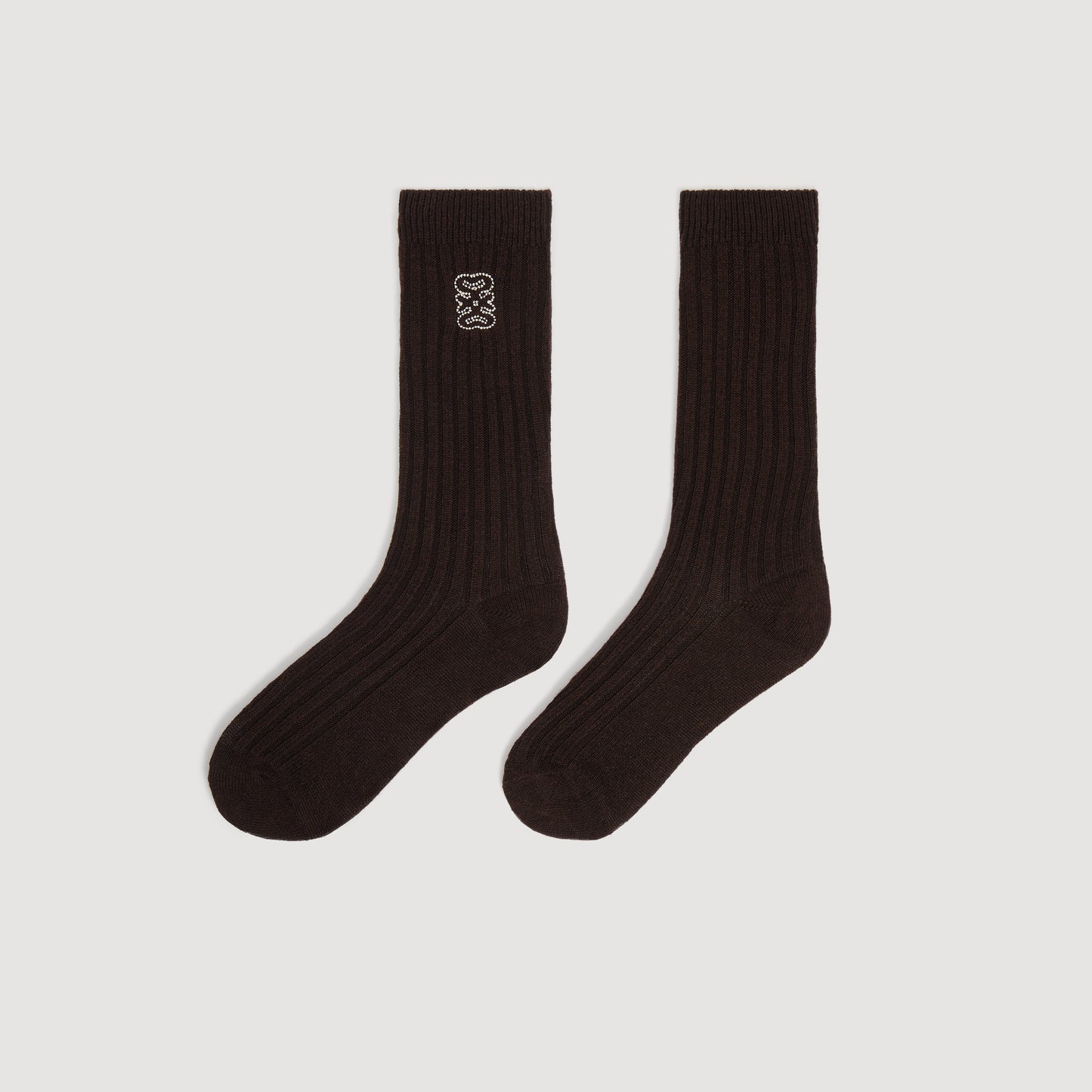 Orelle Ribbed logo socks Black Brown
