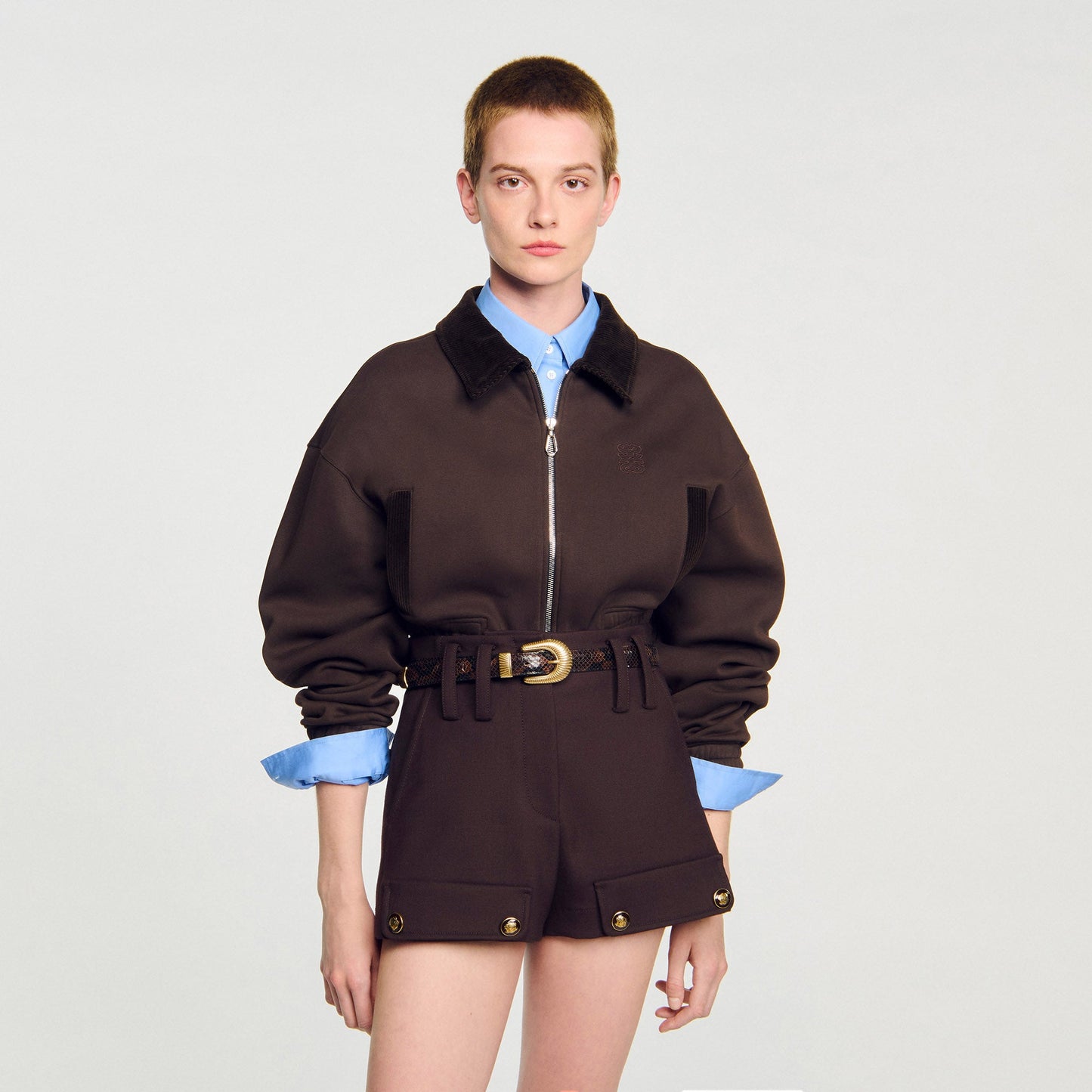 Eve Belt Python-Effect Leather Belt Black Brown