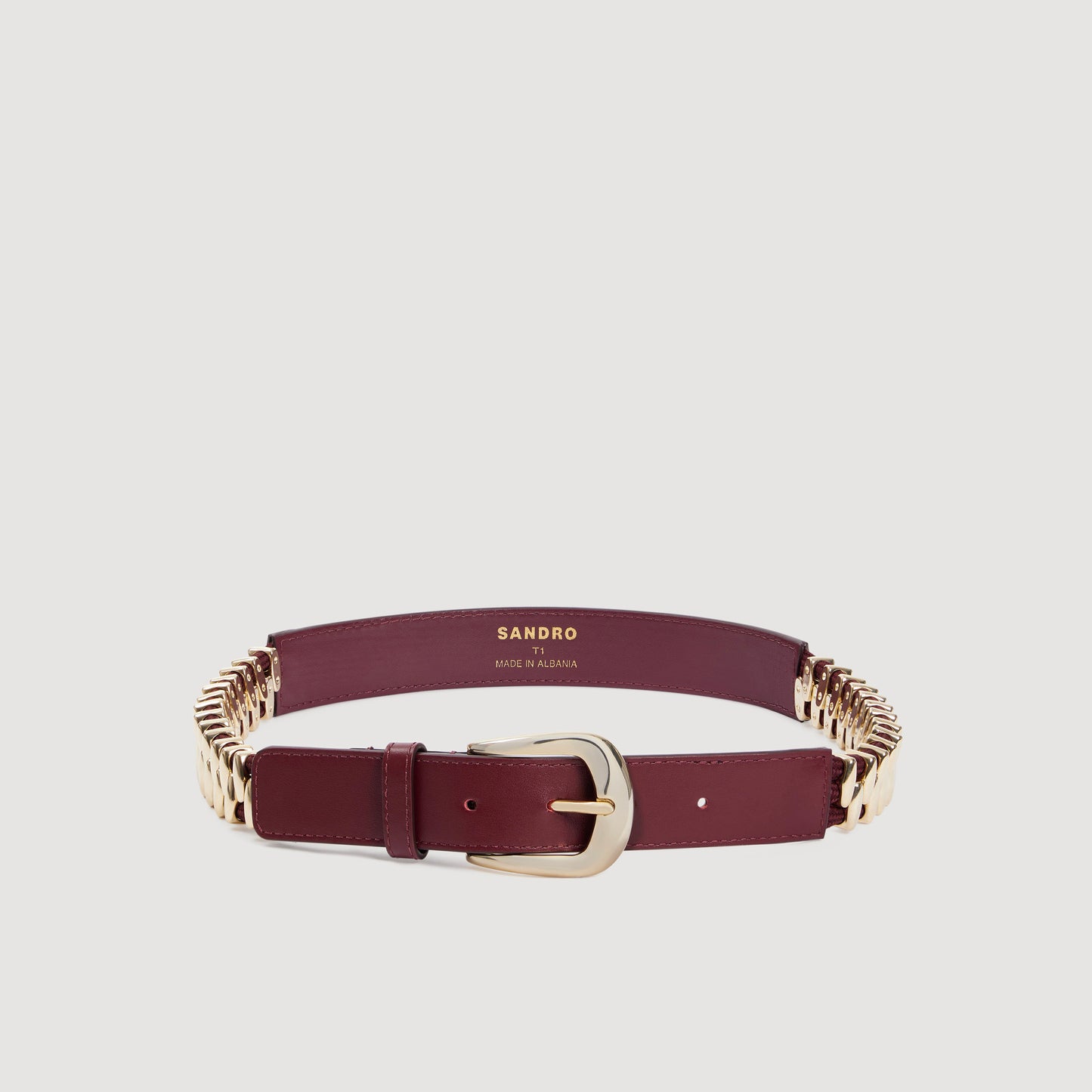 Leather And Metal Belt Bordeaux