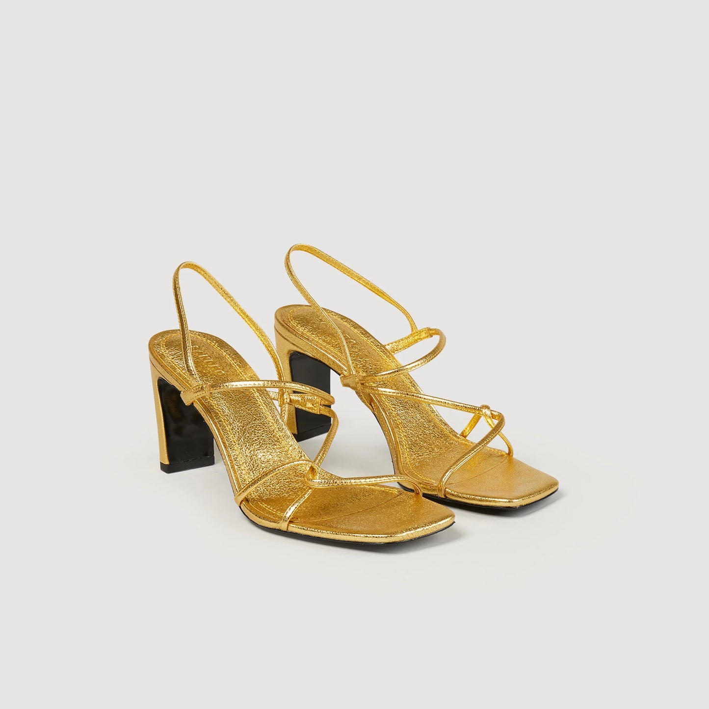 Embossed Leather Sandals Gold