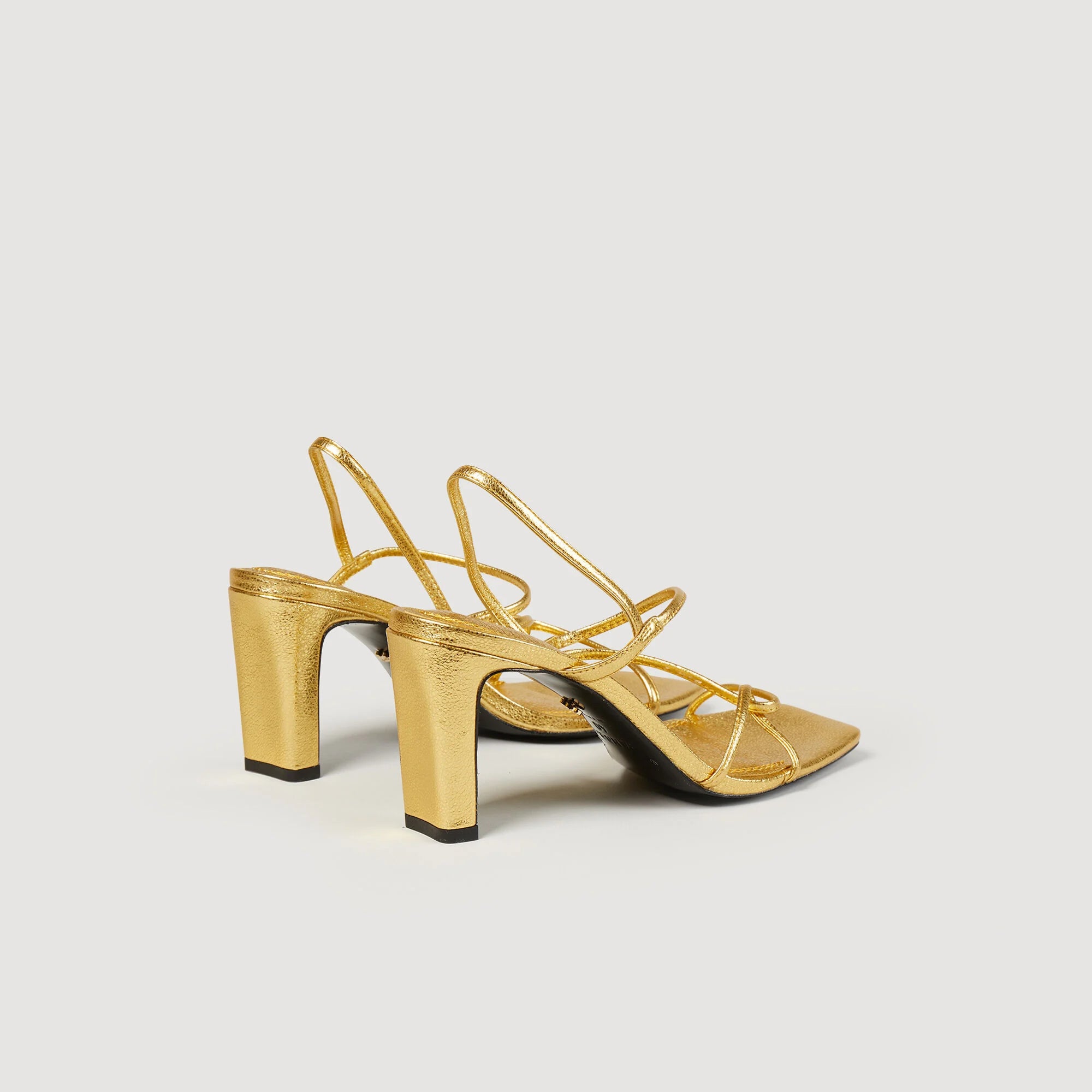 Embossed Leather Sandals Gold