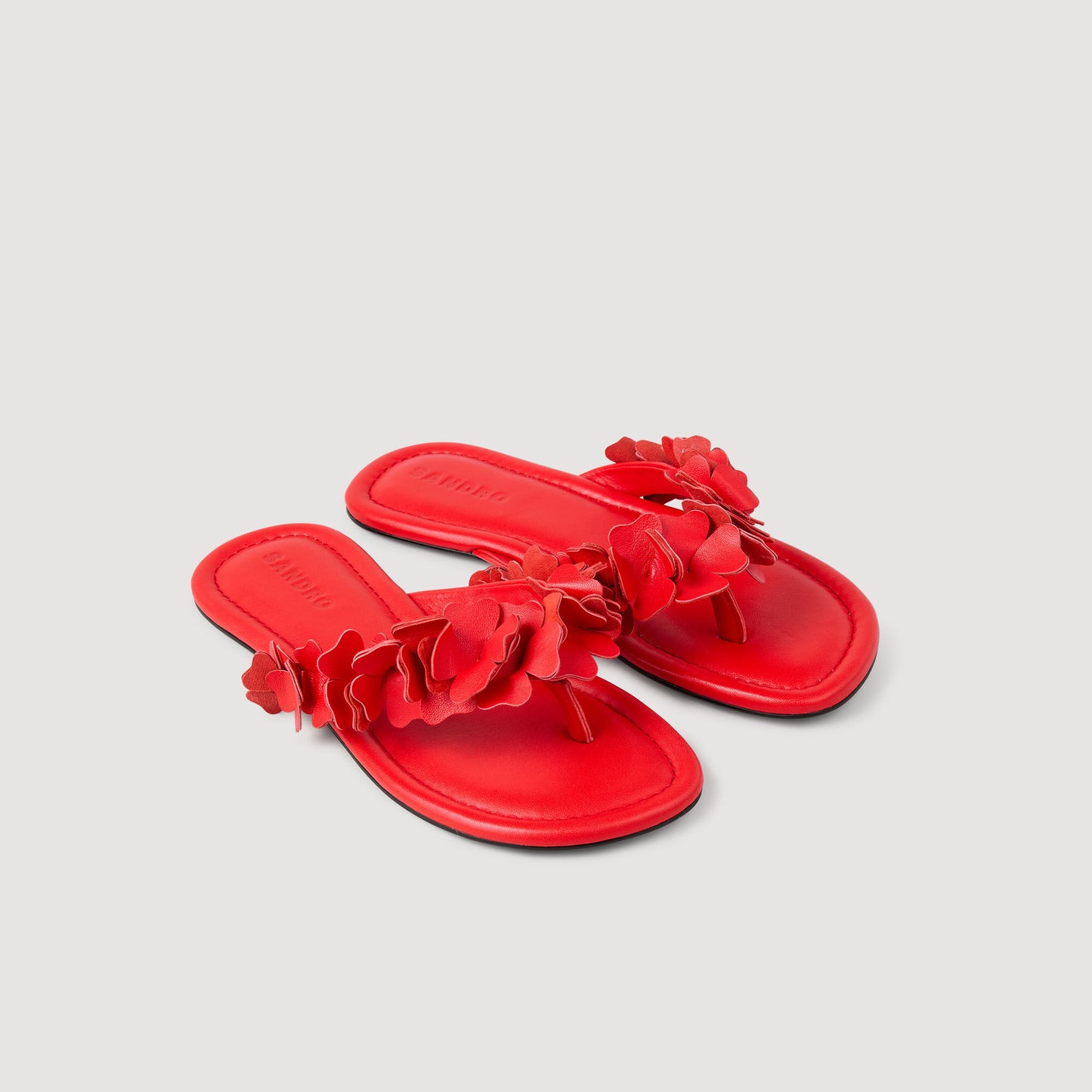 Florine Floral Leather Sandals Orange