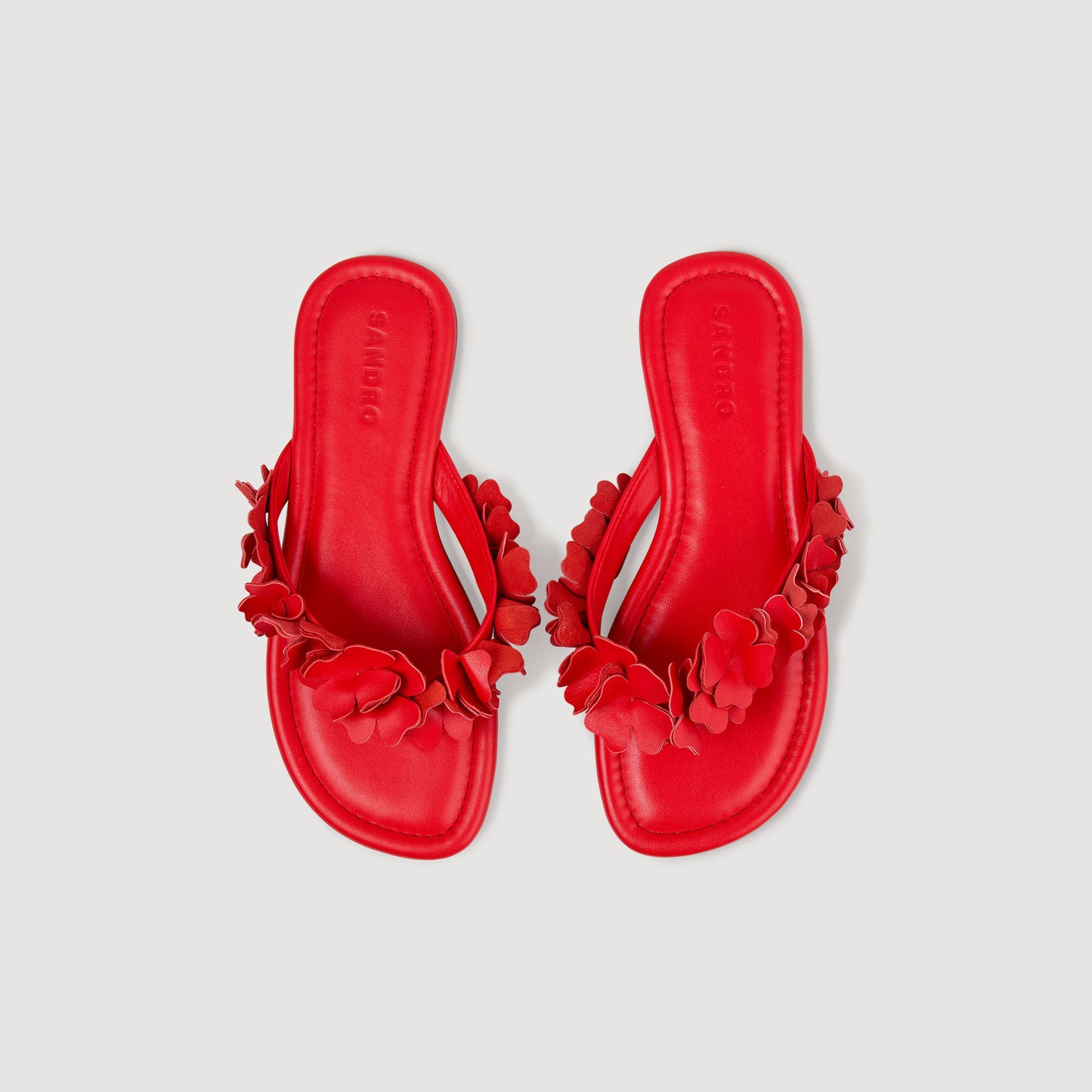 Florine Floral Leather Sandals Orange