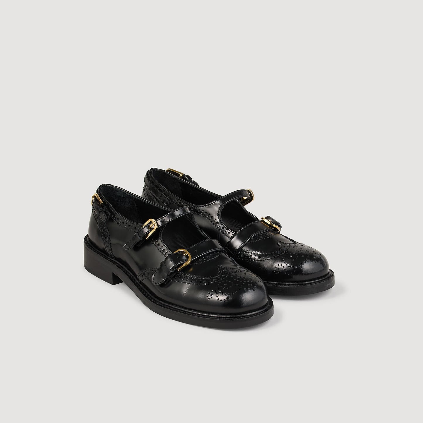 Multi-Buckle Open Derbies Black