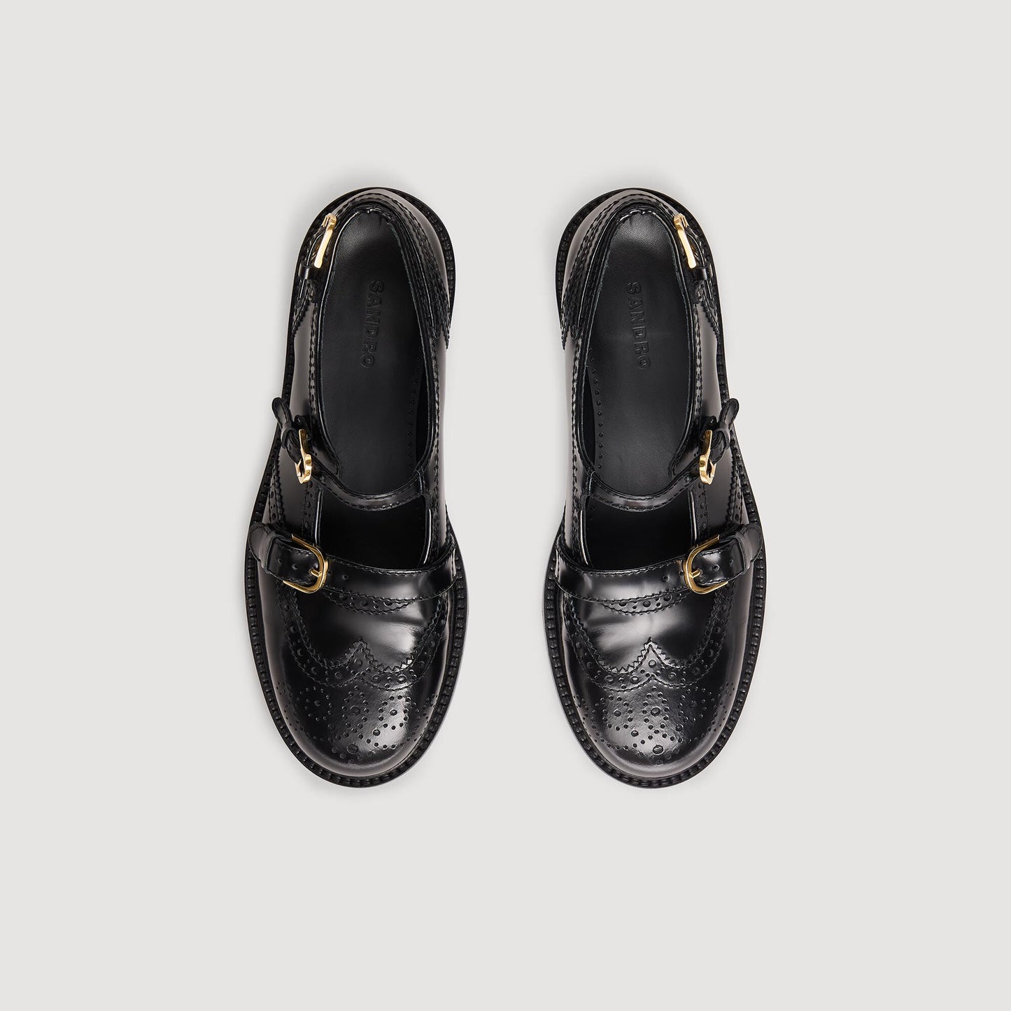 Multi-Buckle Open Derbies Black