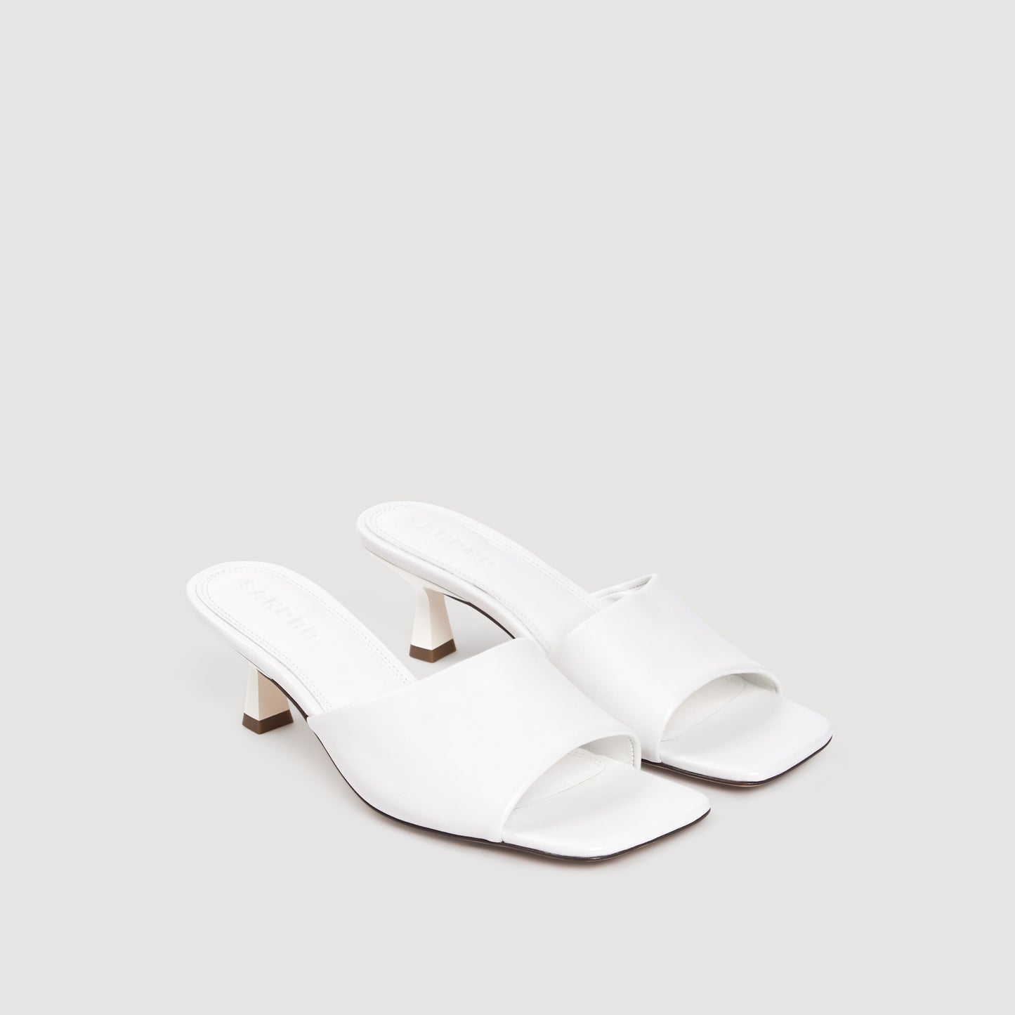 Heeled Leather Sandals White