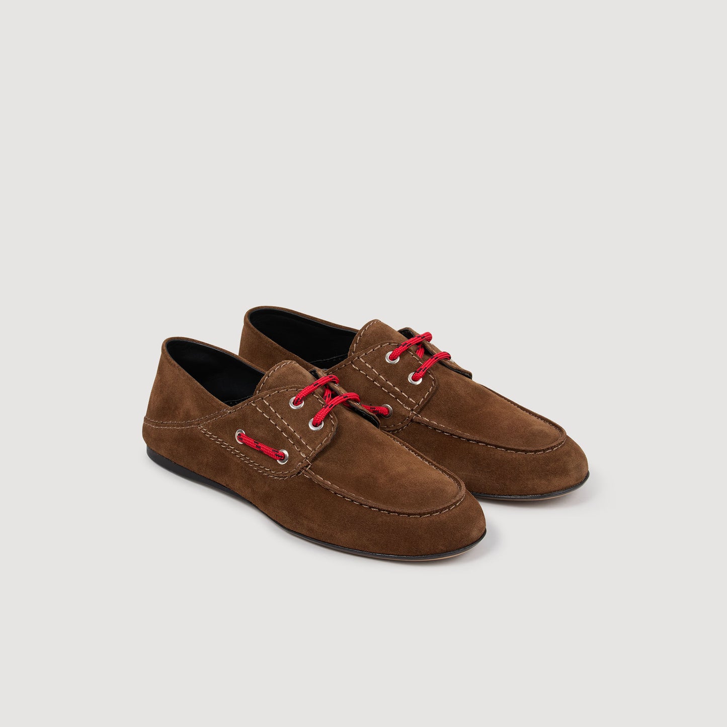 Sene Suede Lace-Up Boat Shoes Brown