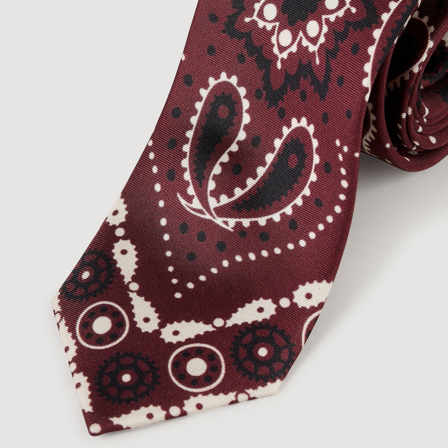 Alfred Silk Paisley Print Tie Bordeaux