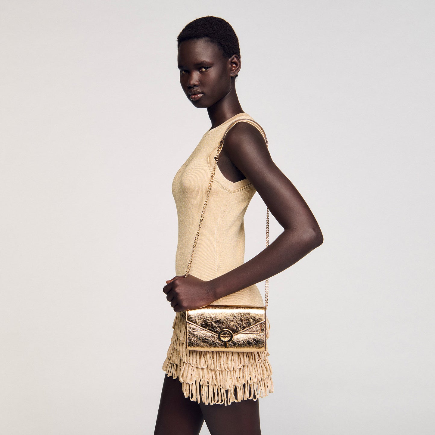 Gold Leather Clutch Bag Gold