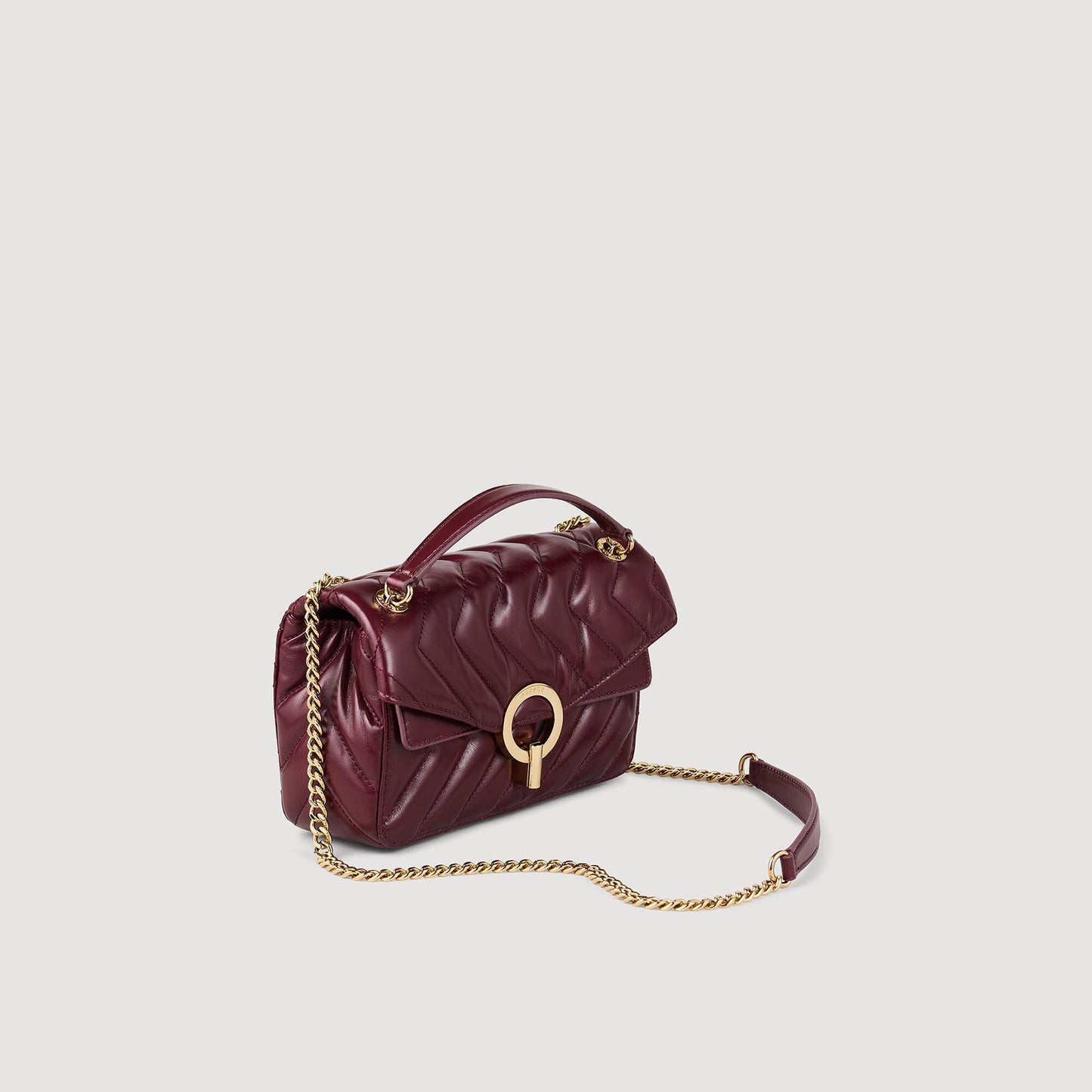 Yza Small Plain Leather Bag Bordeaux