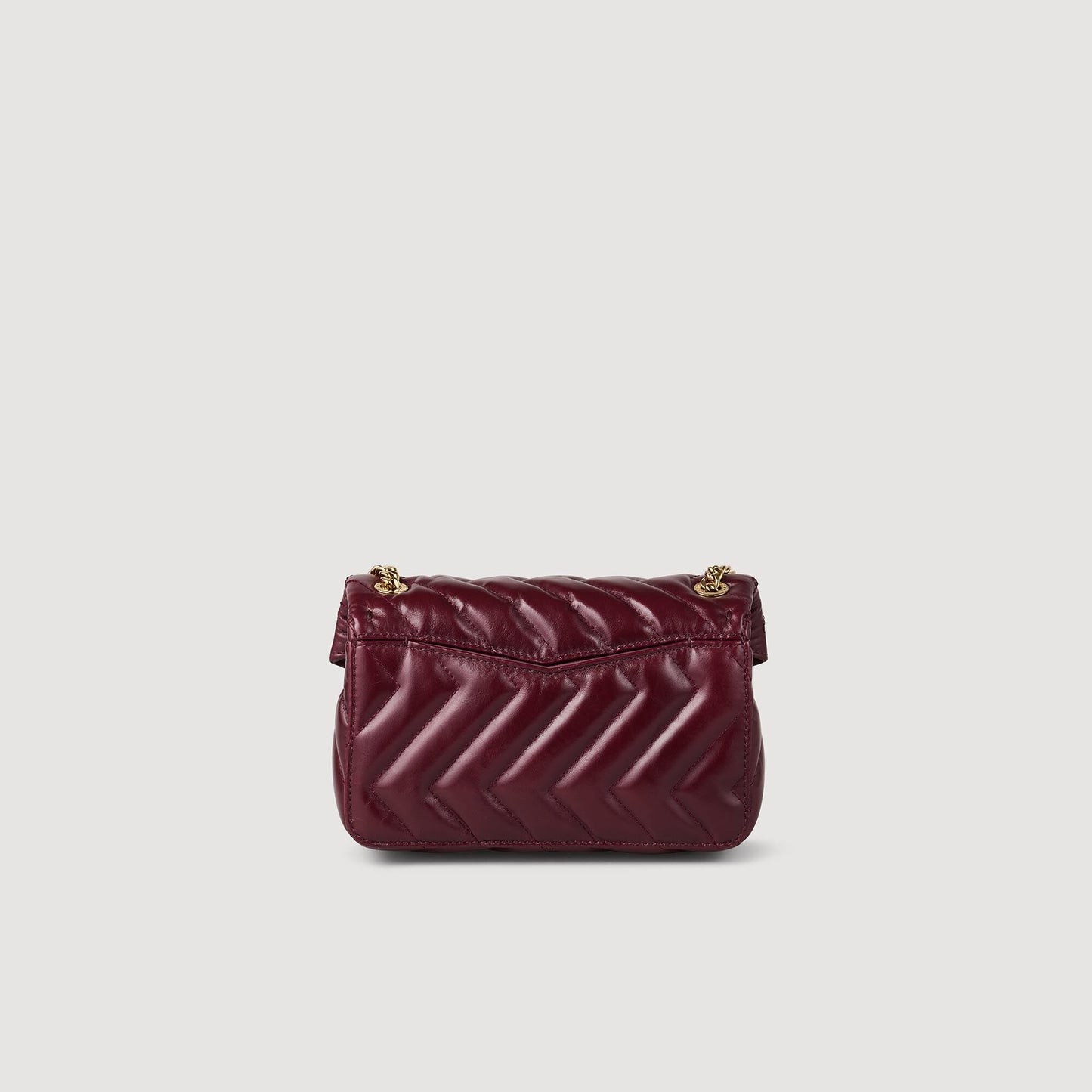 Yza Small Plain Leather Bag Bordeaux