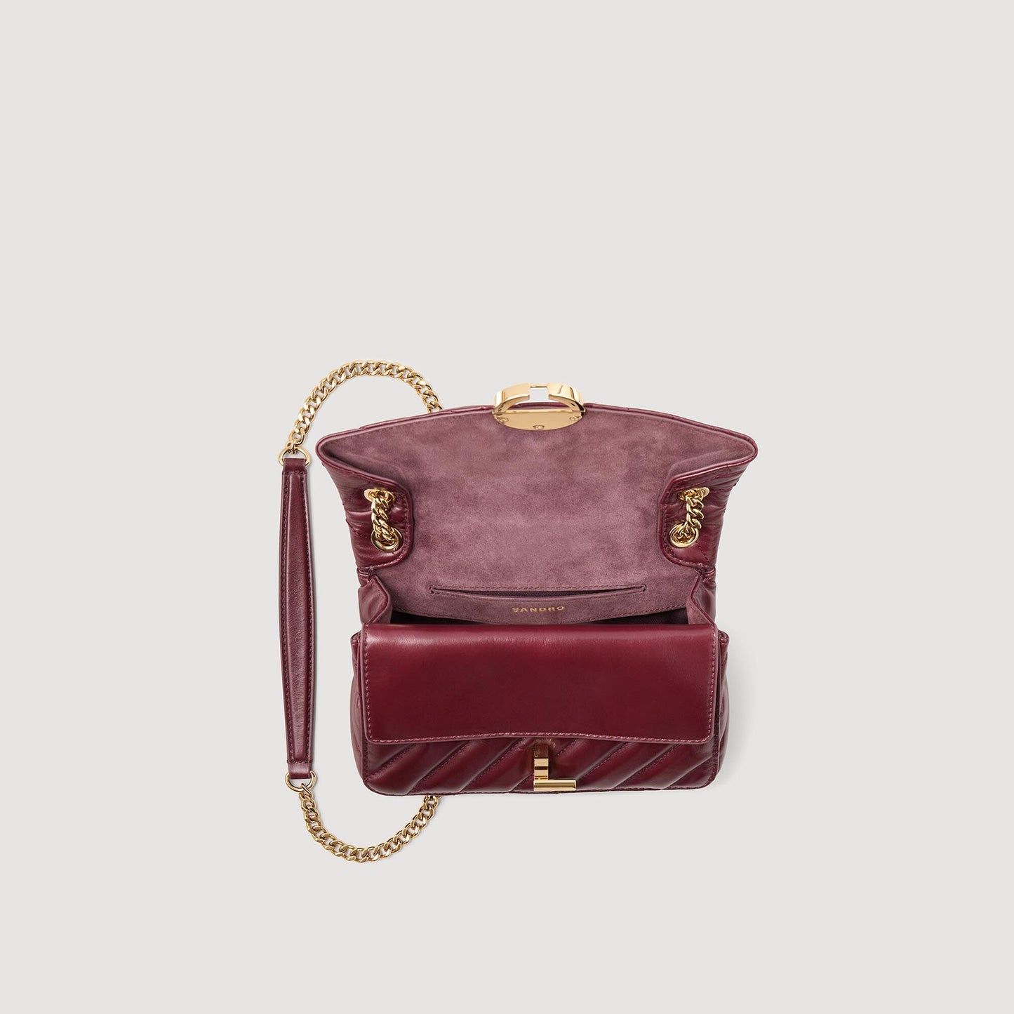 Yza Small Plain Leather Bag Bordeaux