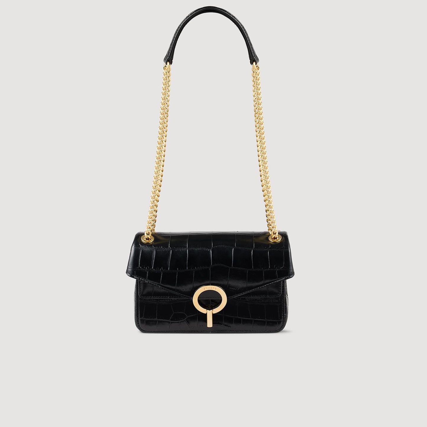 Mock Croc Leather Yza Bag Black