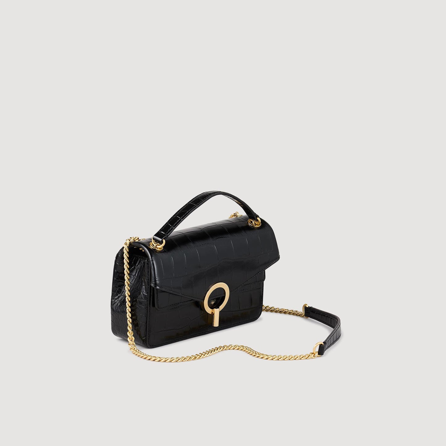 Mock Croc Leather Yza Bag Black
