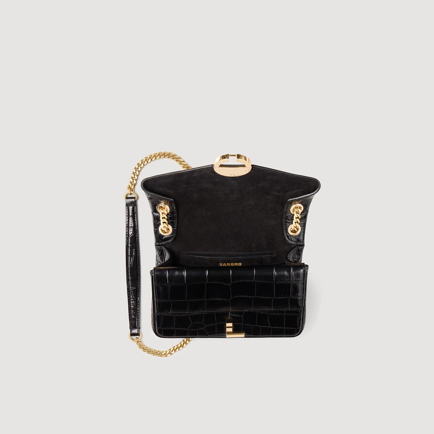 Mock Croc Leather Yza Bag Black
