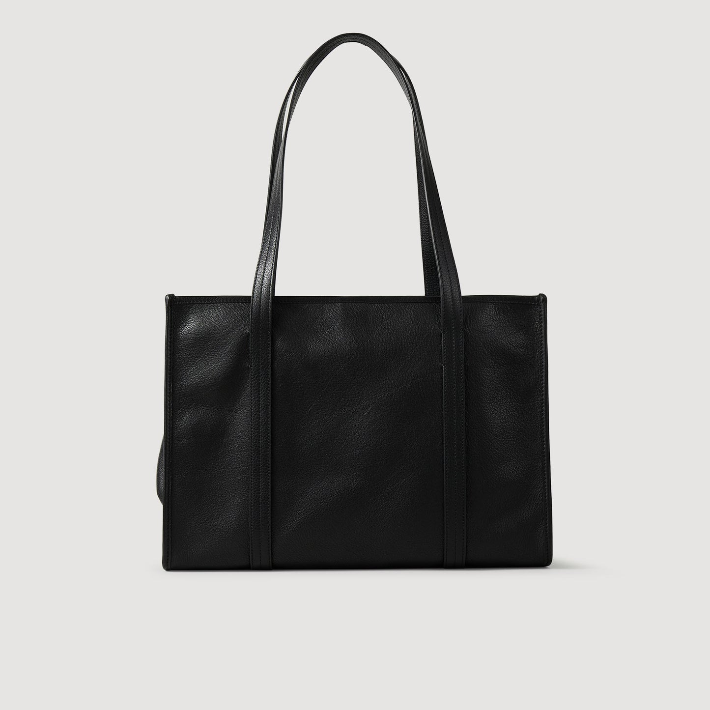 Soft Leather Shopping Bag Black