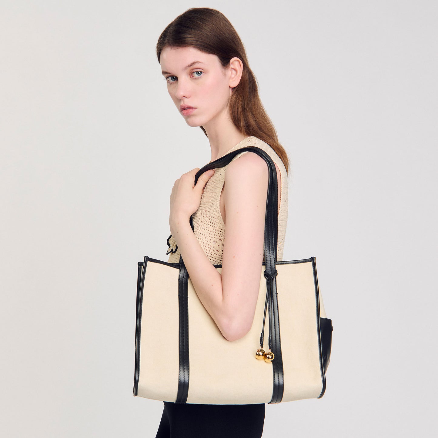 Medium 150 Canvas Shopping Bag Ecru / Black