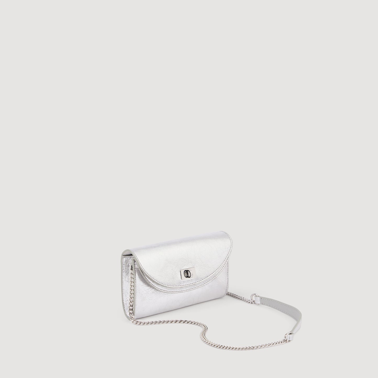 Le Mambo Pocket Mambo Leather Clutch SILVER