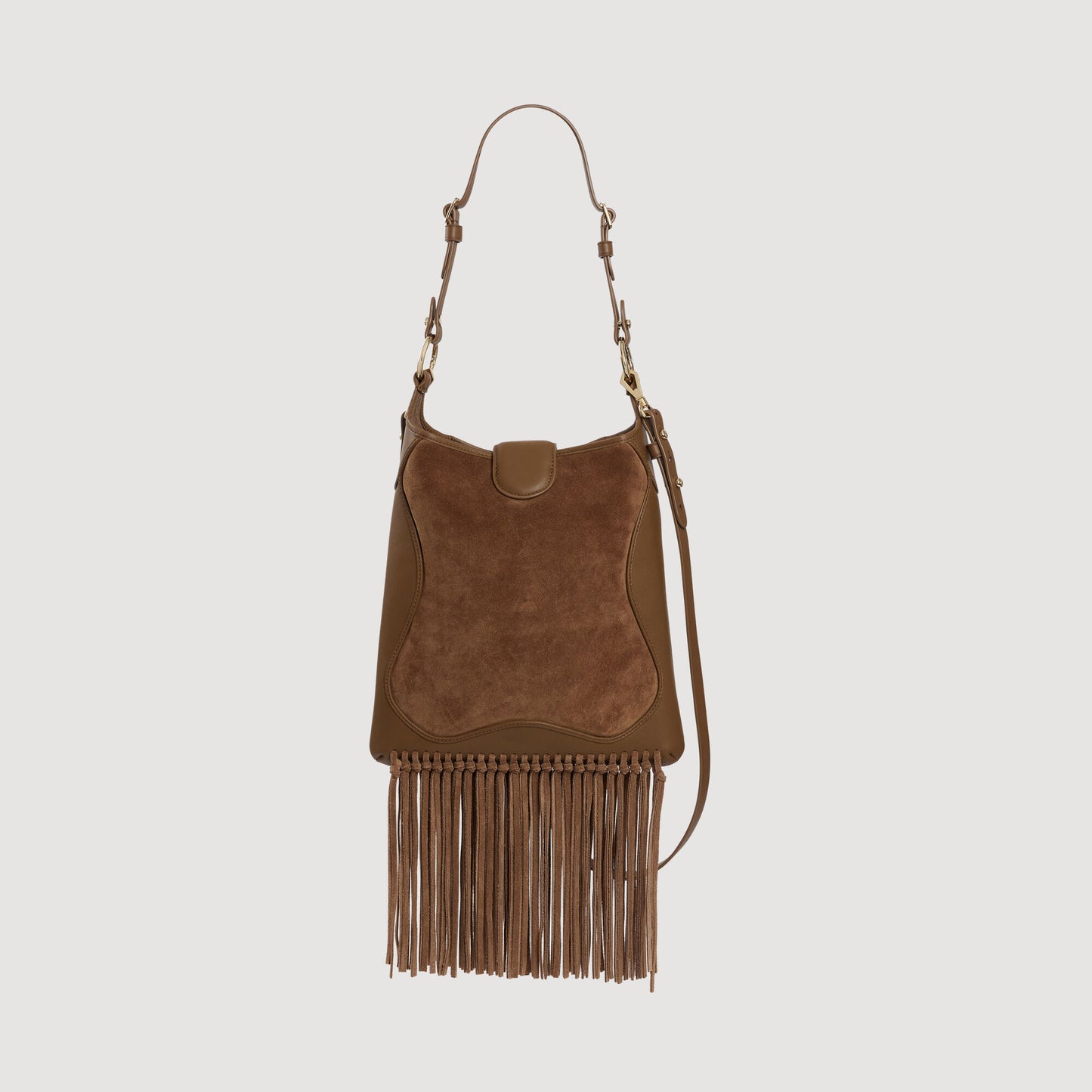Le Claudia Bag Leather And Suede Fringe Bag Camel