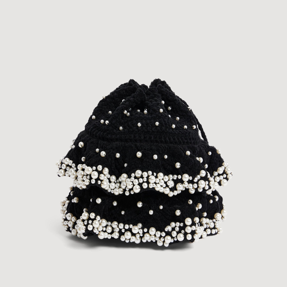 Chlo Beaded Knit Bag Black