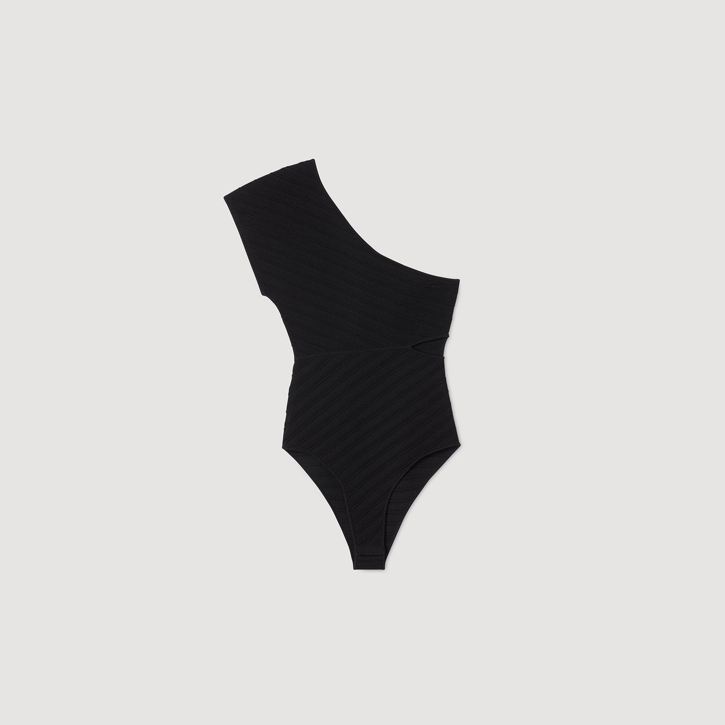 Sphere Asymmetric Knit Bodysuit Black