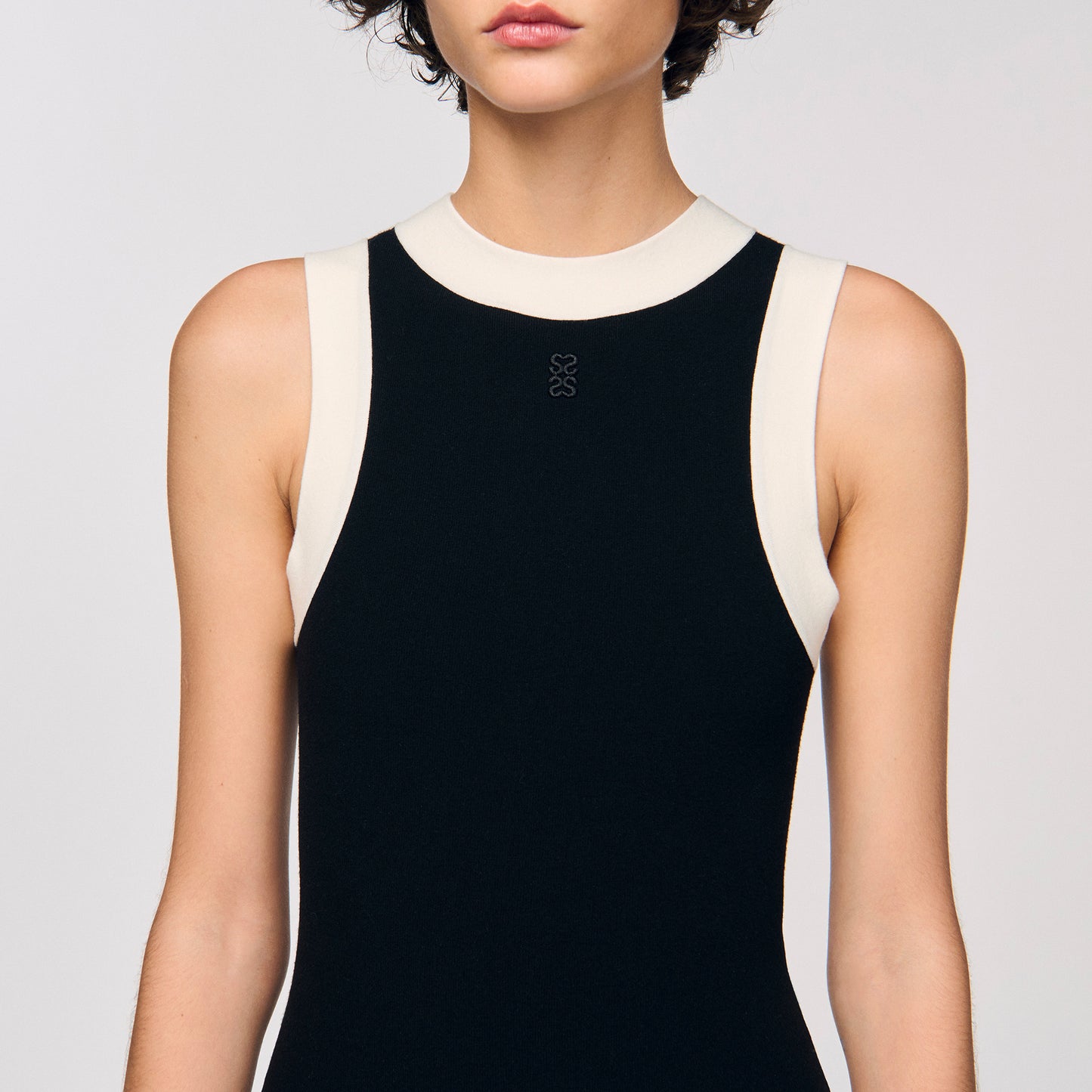 Imae Two-Tone Knit Bodysuit Black