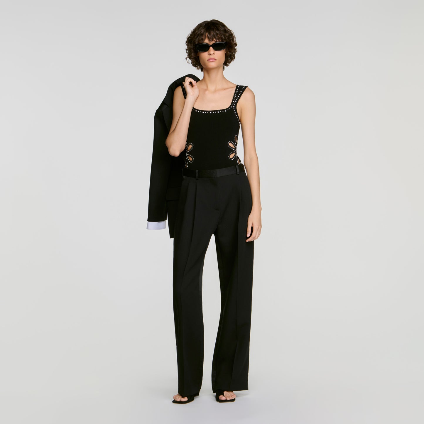 Dalyna Studded knit bodysuit Black