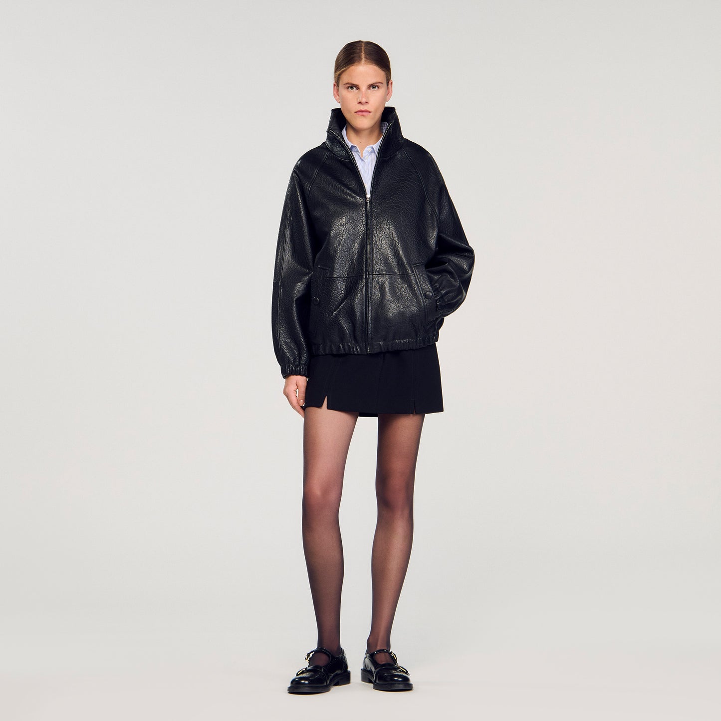Jordan Oversized Leather Jacket Black