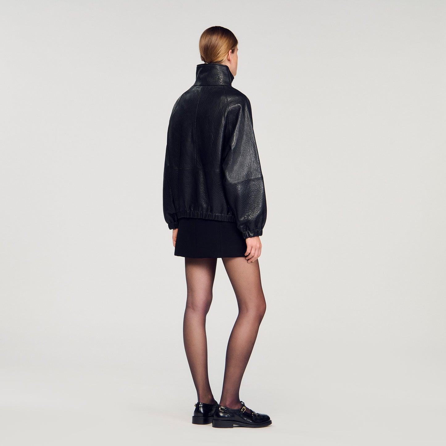 Jordan Oversized Leather Jacket Black