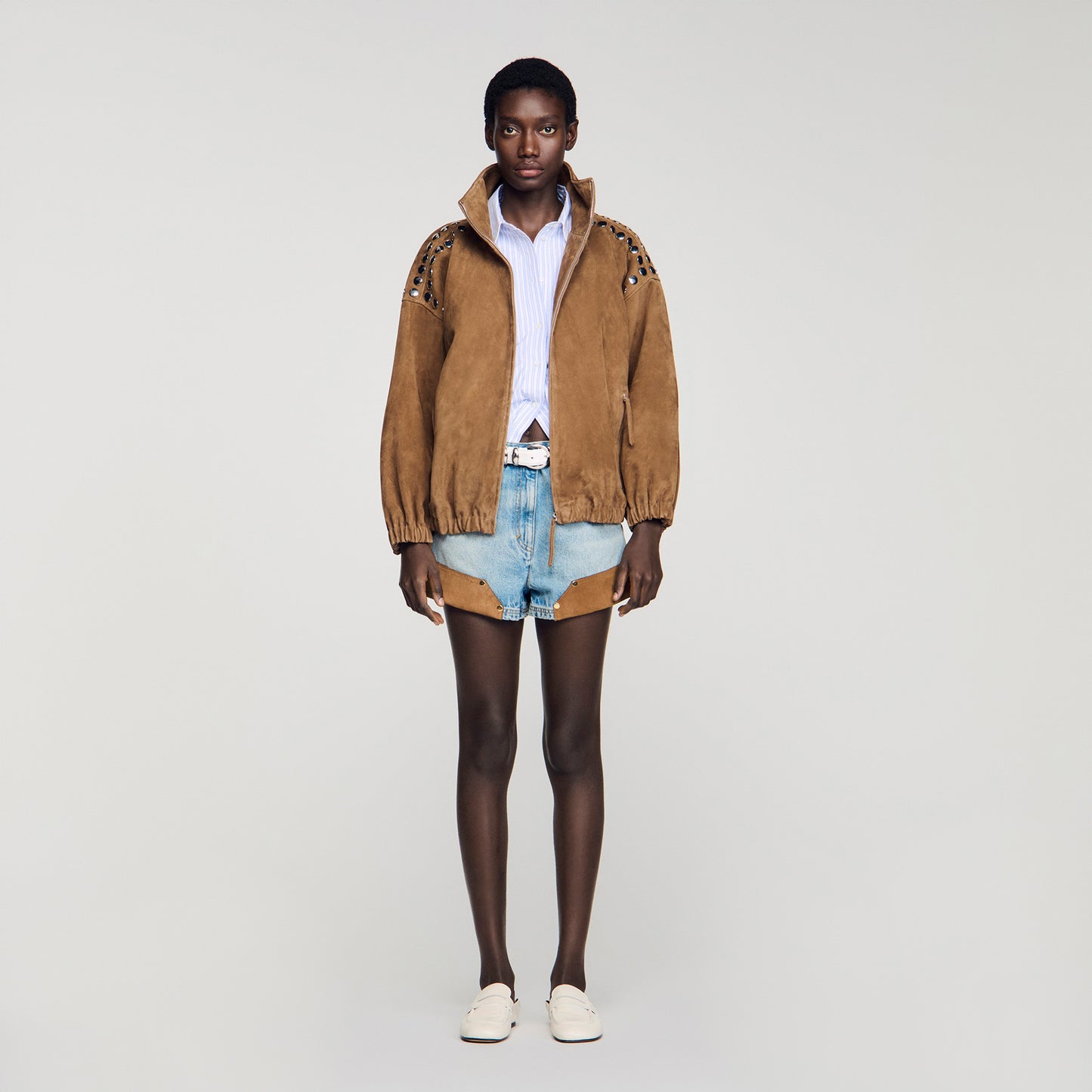 Jordan Studded Suede Jacket Camel