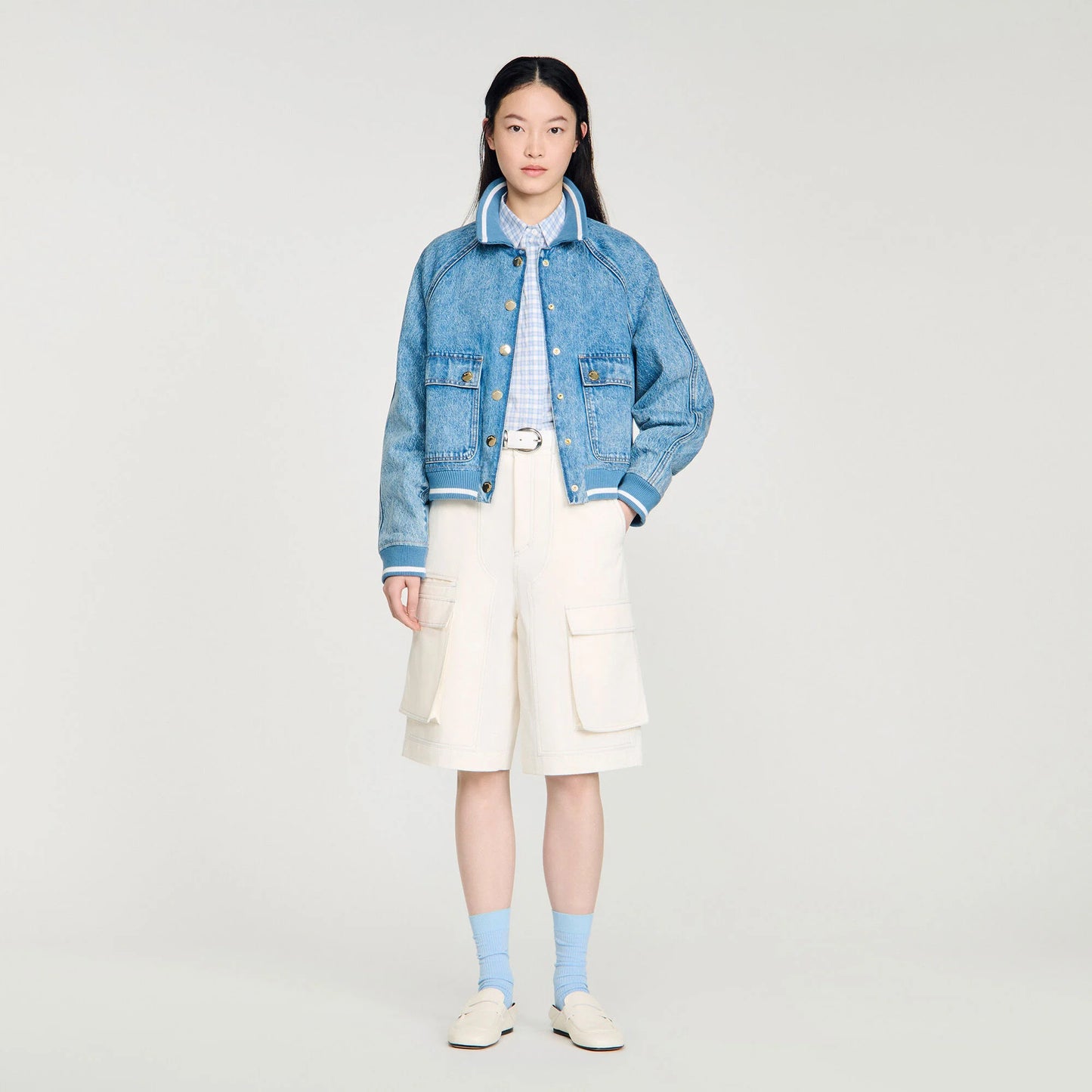 Ember Rib-Trimmed Denim Jacket Blue Jean