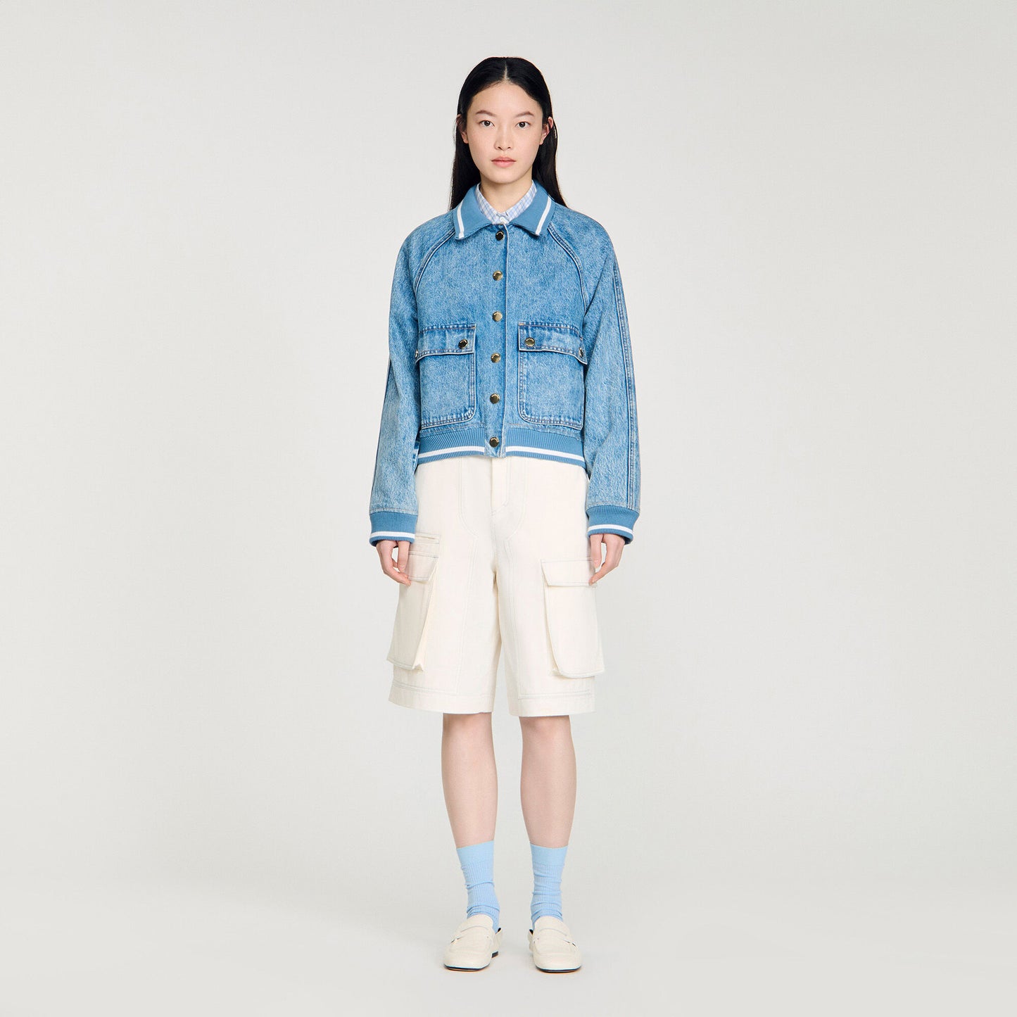 Ember Rib-Trimmed Denim Jacket Blue Jean