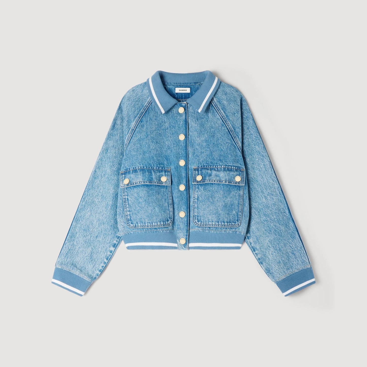 Ember Rib-Trimmed Denim Jacket Blue Jean