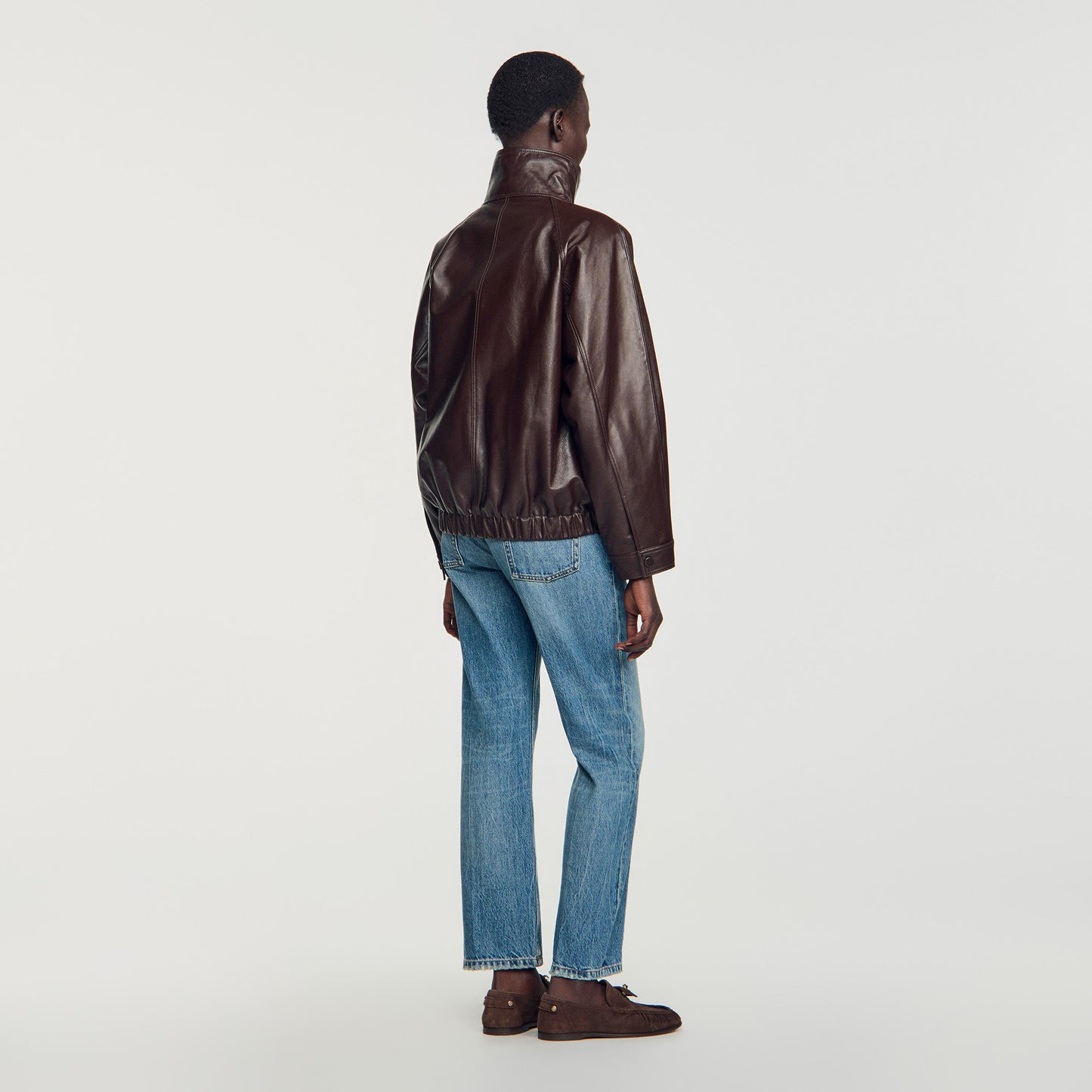 Joghen Oversized leather jacket Brown