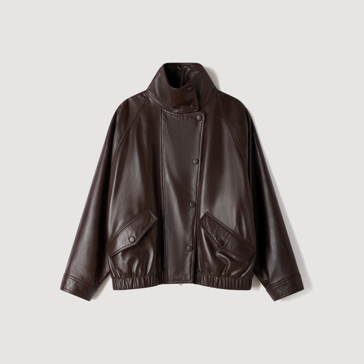 Joghen Oversized leather jacket Brown