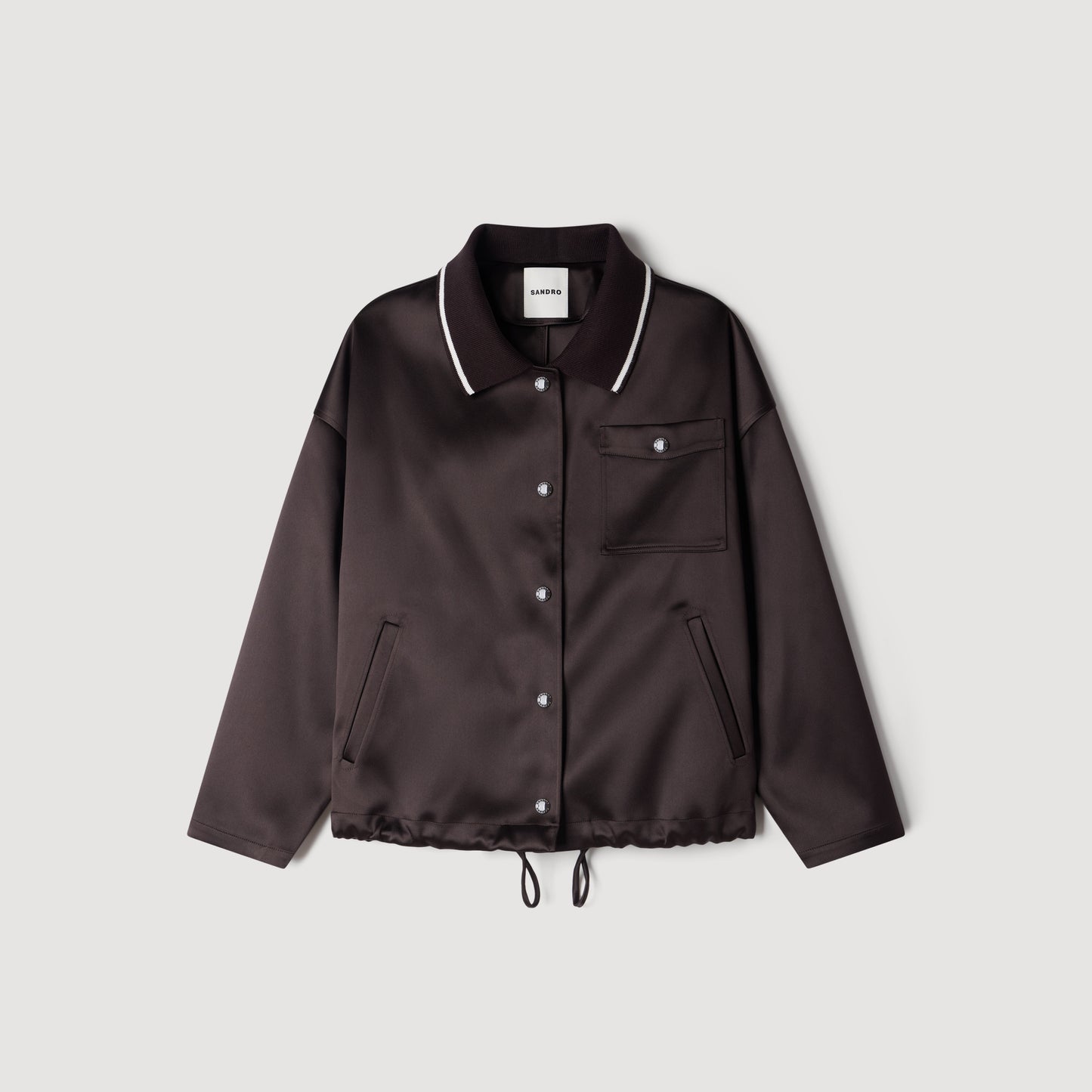 Quinn Satin-look jacket with polo collar Brown