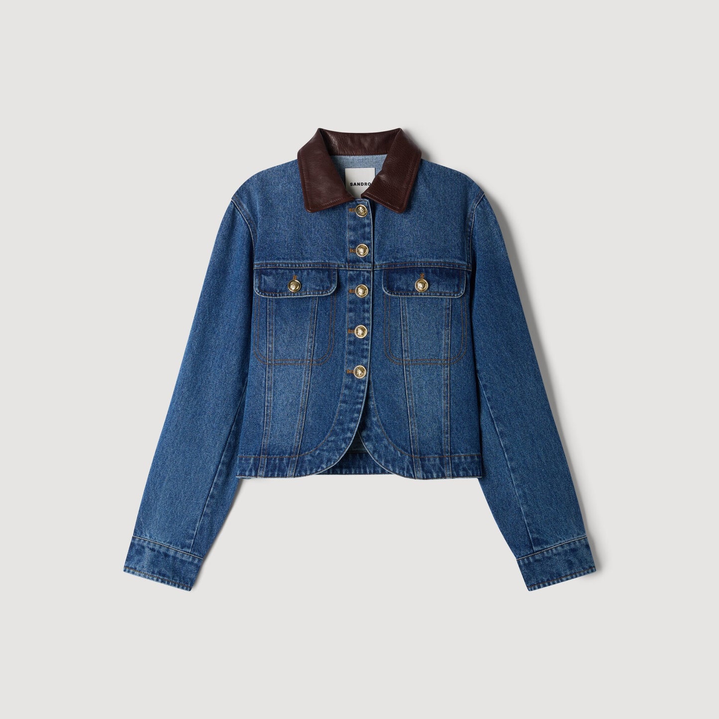 Benjamin Denim jacket with leather collar Blue Jean