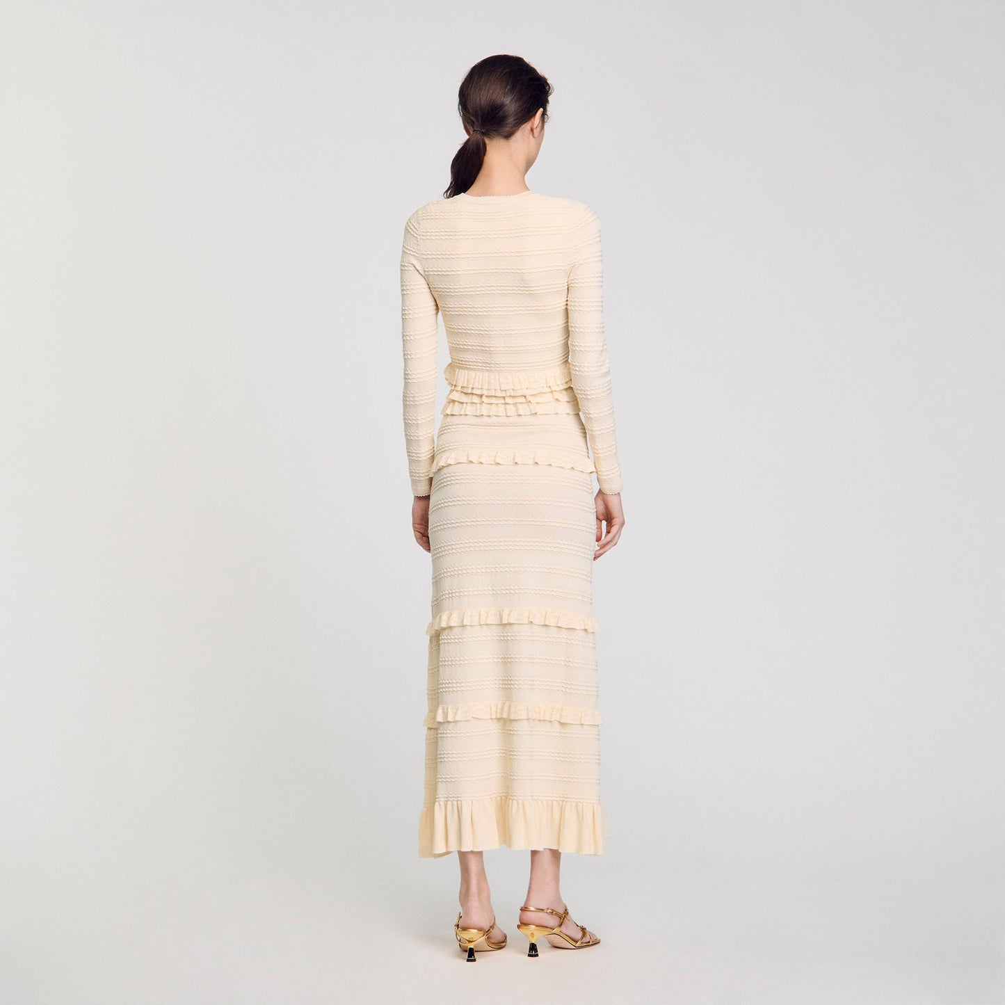 Saphir Ruffled Cardigan Ecru