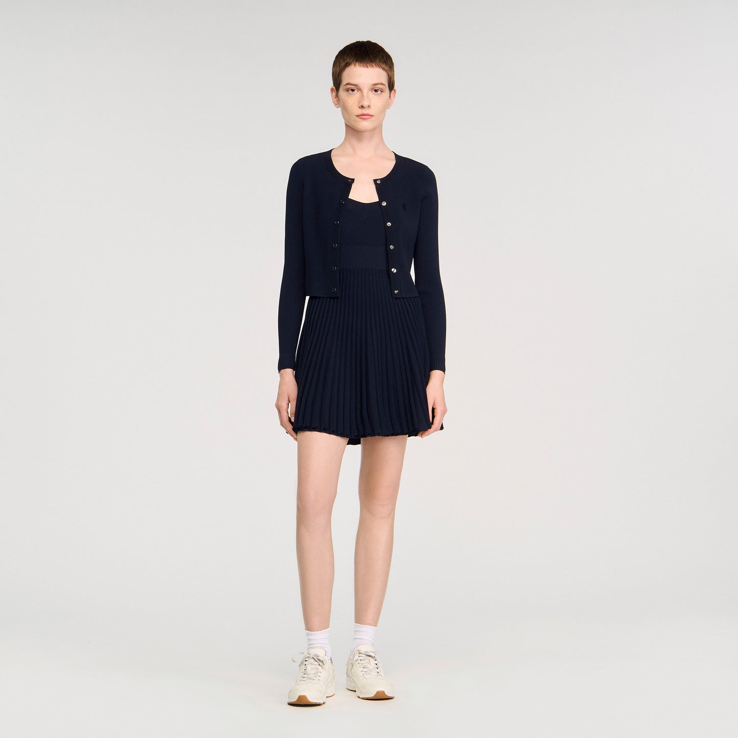 Magdaleina Fine Knit Cardigan Navy Blue