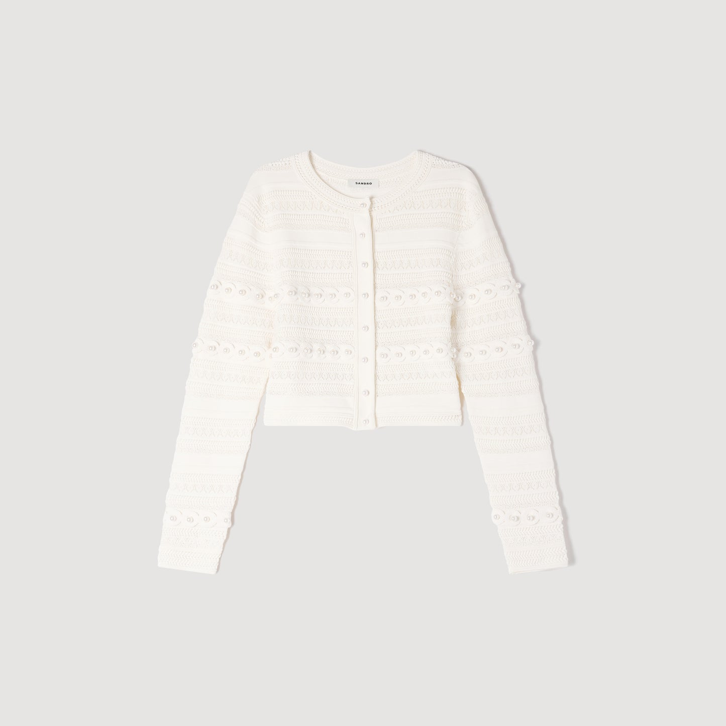 Laneo Pearl Textured Knit Cardigan Cream