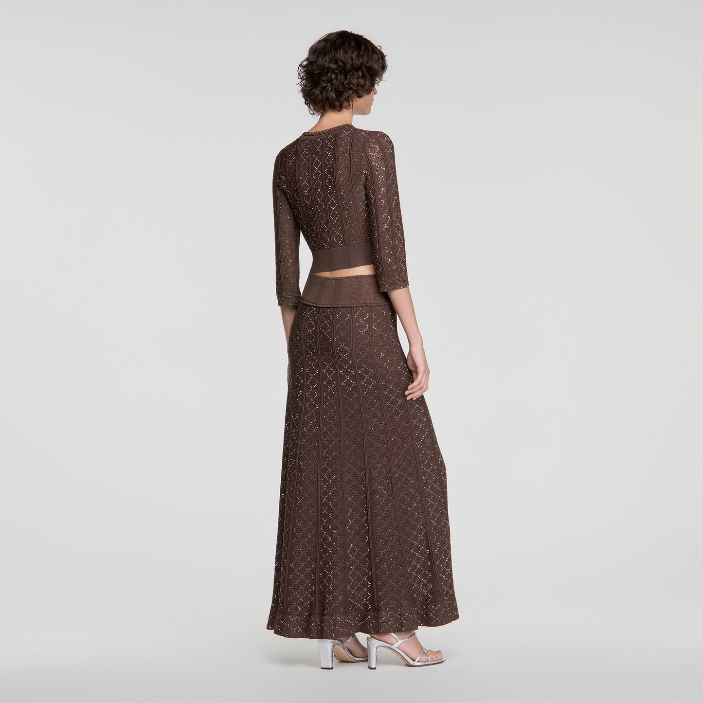 Lisane Cropped rhinestone cardigan Brown