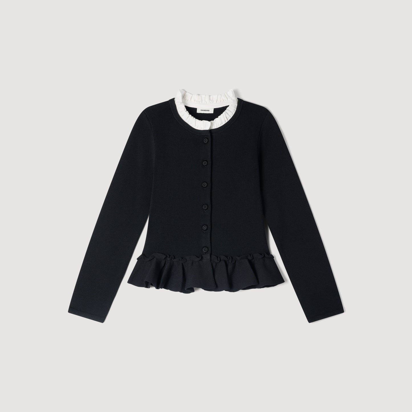 Aspen Removable Collar Peplum Cardigan Black